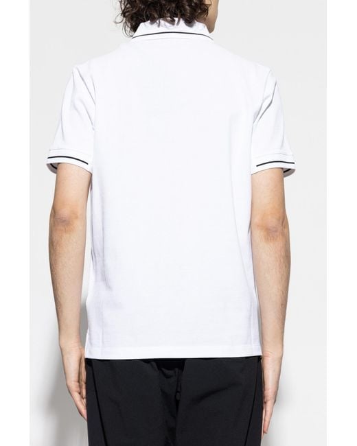 Moncler White Polo With Logo Patch for men