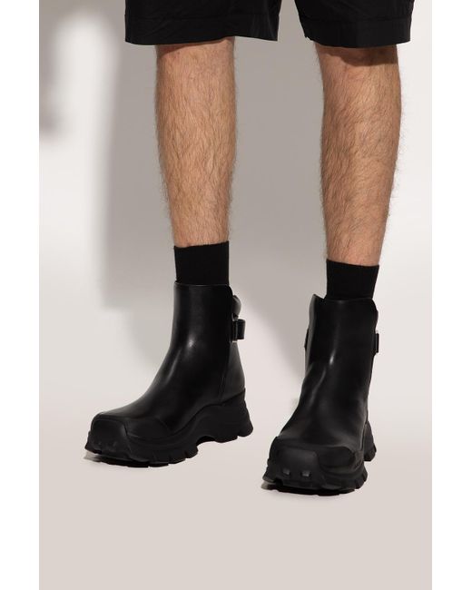 Ambush Black Leather Ankle Boots for men