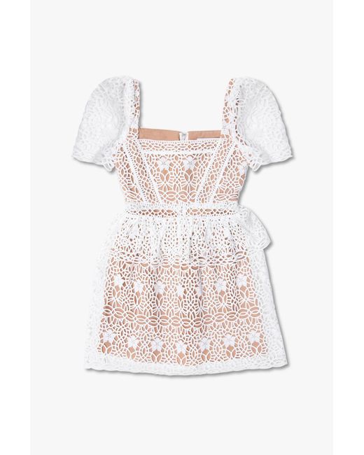 Self-Portrait Openwork Dress in White | Lyst