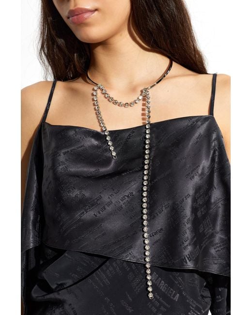 MM6 by Maison Margiela White Choker With Shimmering Crystals