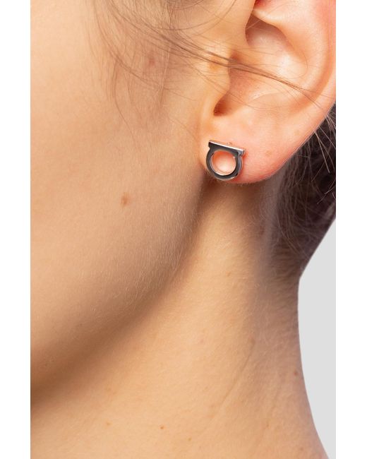 Ferragamo Metallic Tone Brass Gancini Earrings