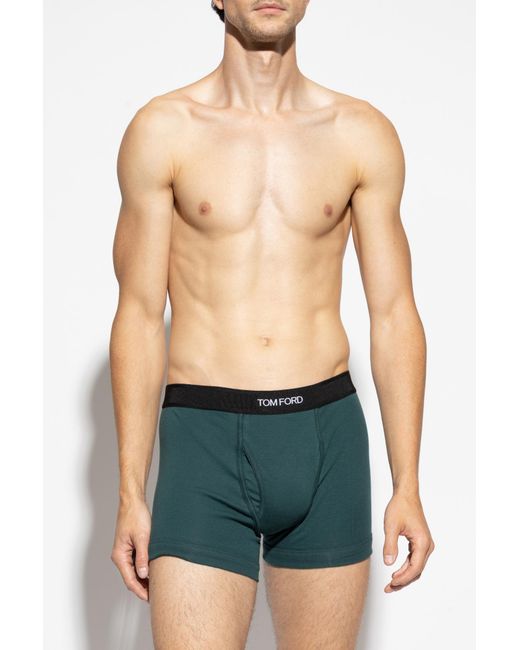 Tom Ford Green Boxers With Logo for men