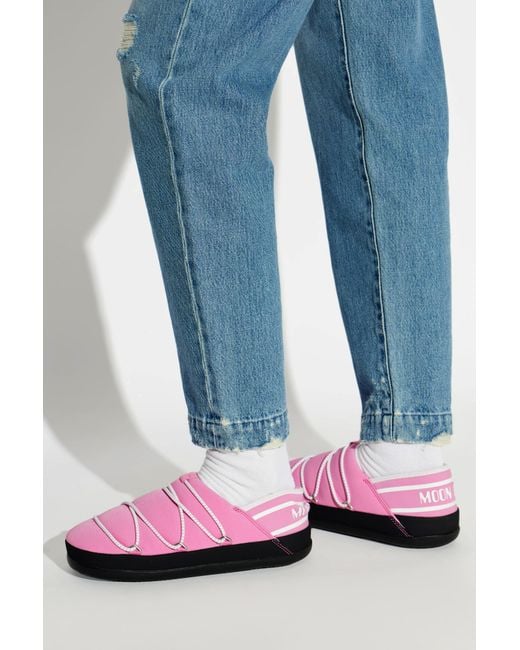 Moon Boot Pink 'Mb Icon Slipper' Shoes