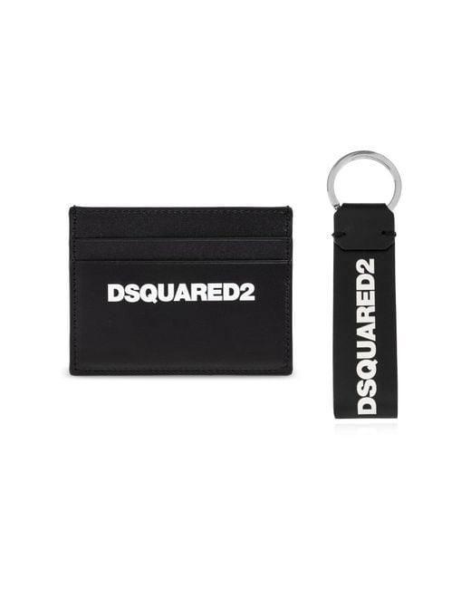 DSquared² Black Gift Set: Card Holder And Keychain for men