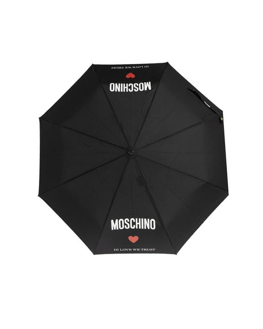 Moschino Black Umbrella With Logo