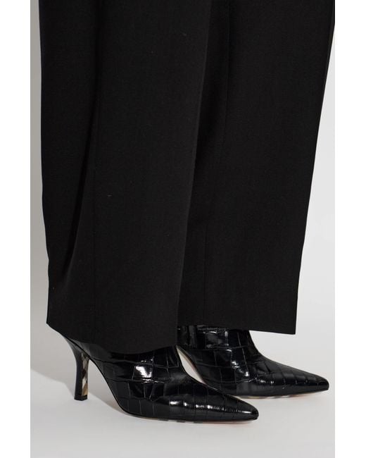 Burberry Black Leather Heeled Ankle Boots