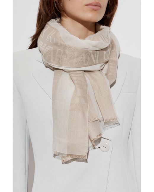 Emporio Armani Gray Scarf With Logo