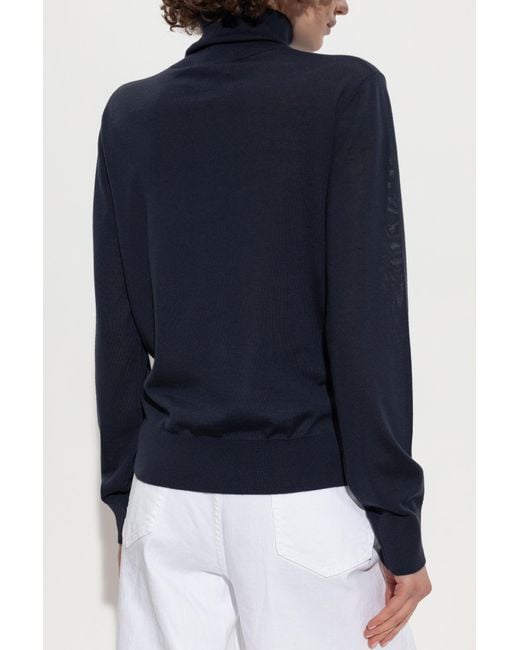 DSquared² Blue Wool Turtleneck With Logo