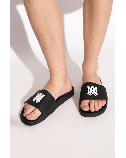 Amiri Black Rubber Flip-Flops With Logo for men