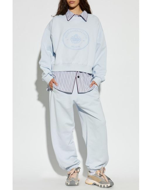 Dolce & Gabbana White Sweatshirt With Embroidered Logo