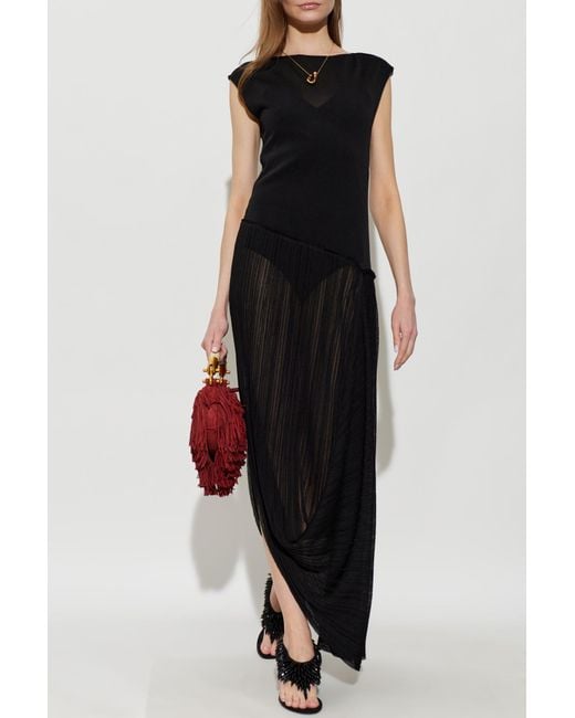 Balmain Black Asymmetrical Sleeveless Dress