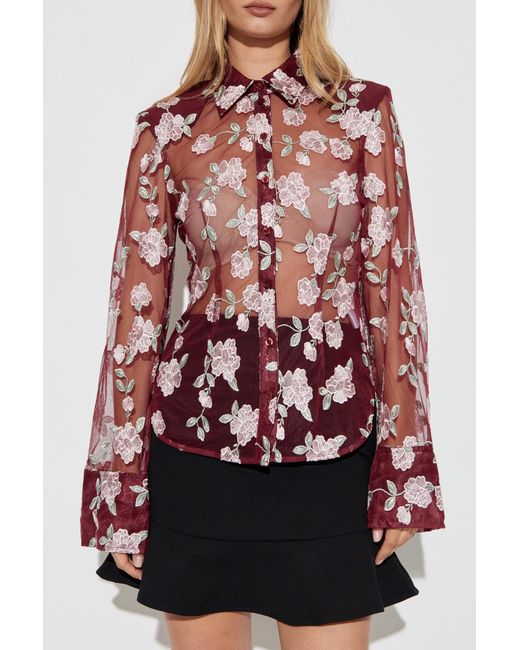 ROTATE BIRGER CHRISTENSEN Red Shirt With Floral Motif
