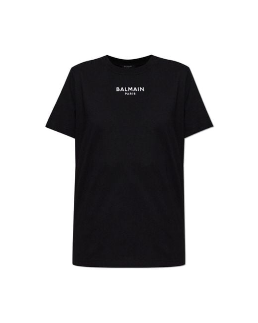 Balmain Black T-Shirt With Embroidered Logo