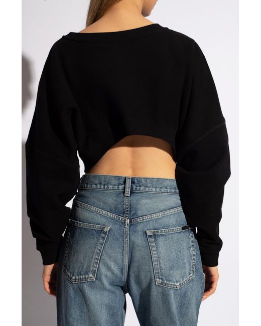 Saint Laurent Black Cropped Sweatshirt,