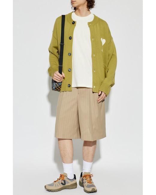 AMI Yellow Cardigan With Pockets for men