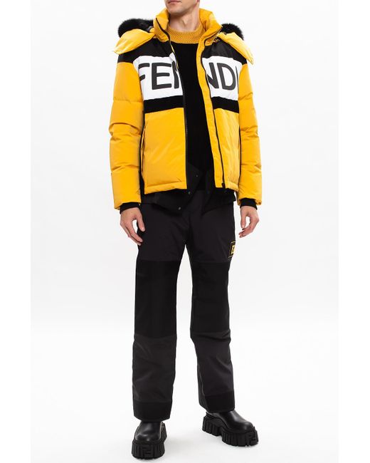 Fendi Yellow Quilted Down Jacket for men