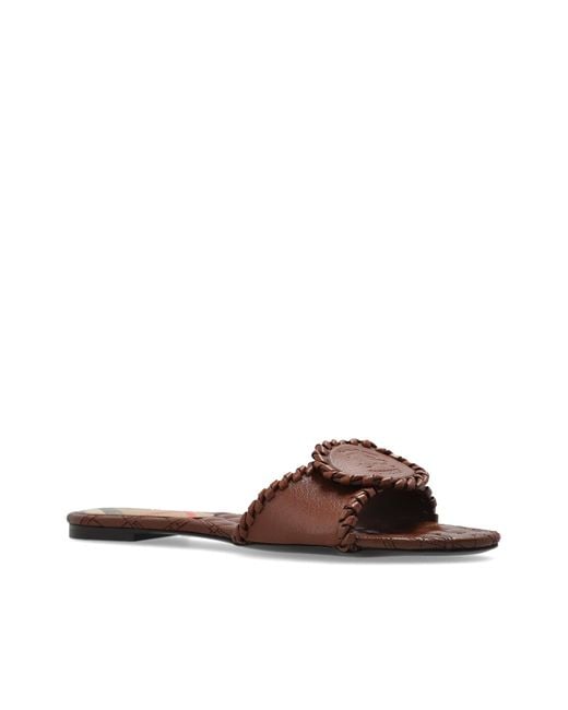 Burberry Brown 'Crest' Slides