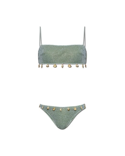 Oseree Green Two-Piece Swimsuit With Lurex Thread