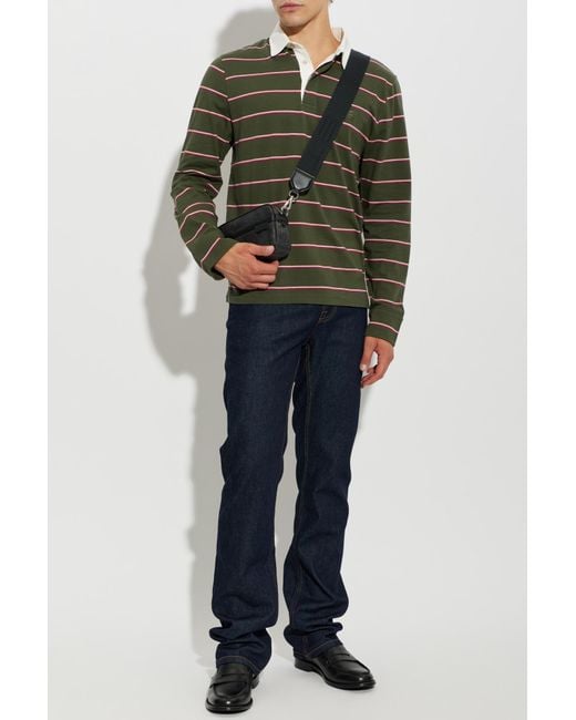 Etro Green Long-Sleeve Polo for men