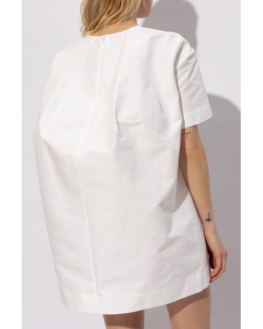 Marni White Short Dress In Cotton,