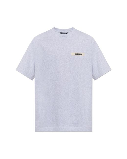Jacquemus Gray T-Shirt With Logo Patch for men