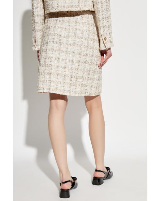 Versace Natural Tweed Skirt With Lurex Thread