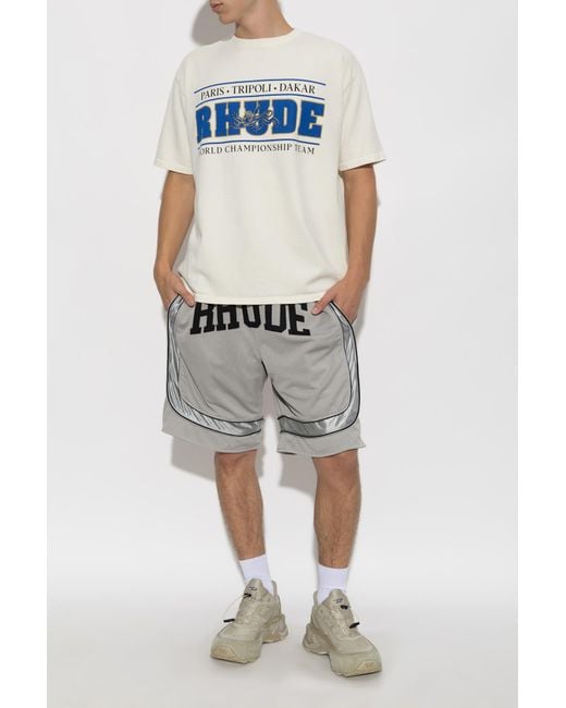 Rhude Gray Shorts With Logo for men