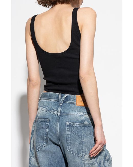 Versace Black Bodysuit With Embroidered Logo