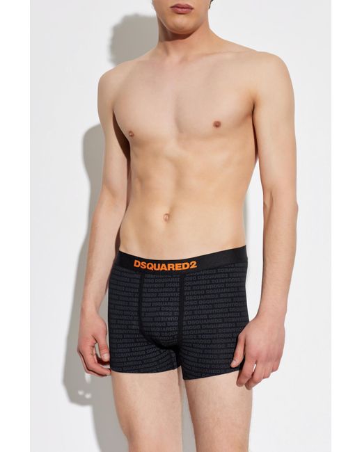 DSquared² Black Boxers With Logo for men