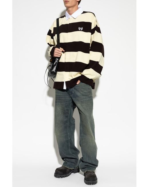Balenciaga Black Shirt With Striped Pattern for men