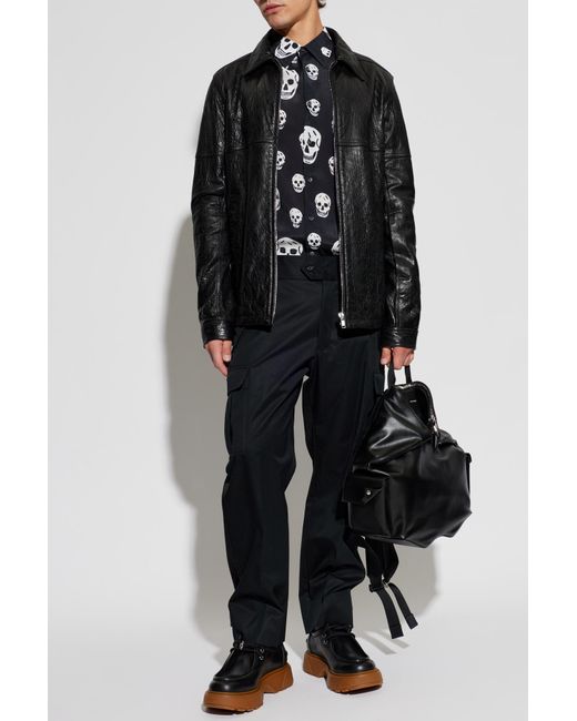 McQueen Black Cargo Trousers for men