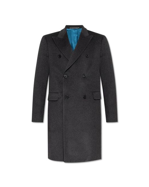 Paul Smith Black Double-Breasted Coat for men