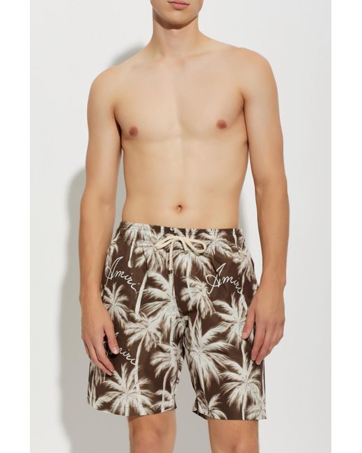 Amiri White Logo Swim Shorts for men