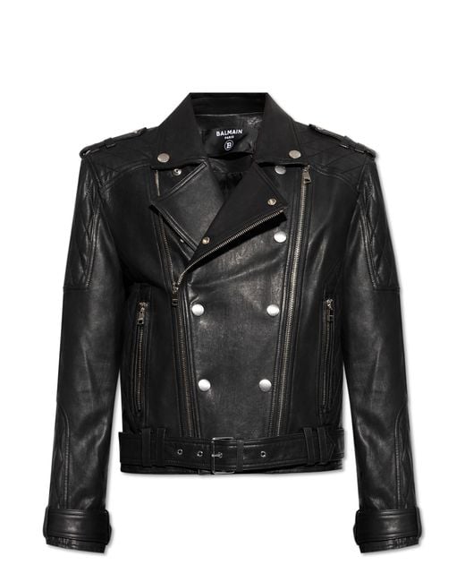 Balmain Black Leather Jacket for men