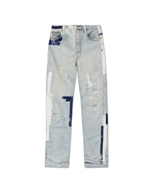 Acne Blue Jeans Trousers With Prints for men