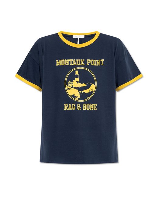 Rag & Bone Blue T-Shirt With Print