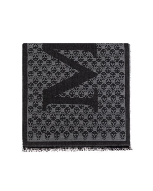 McQueen Black Scarf With A Distinctive Skull Motif for men