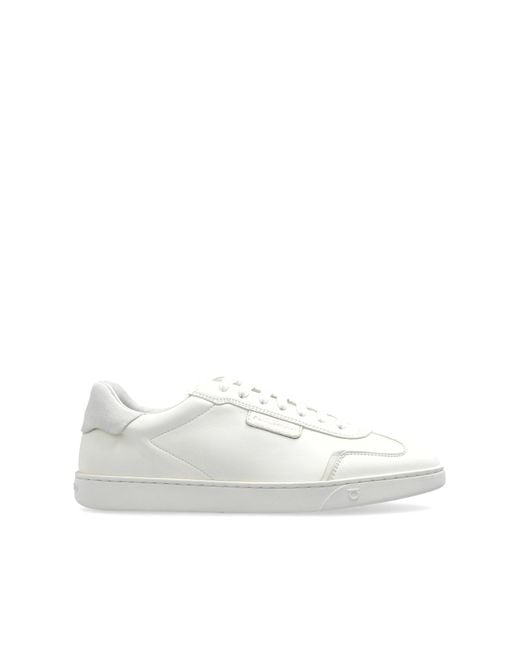 Ferragamo White Athena Leather Sports Shoes