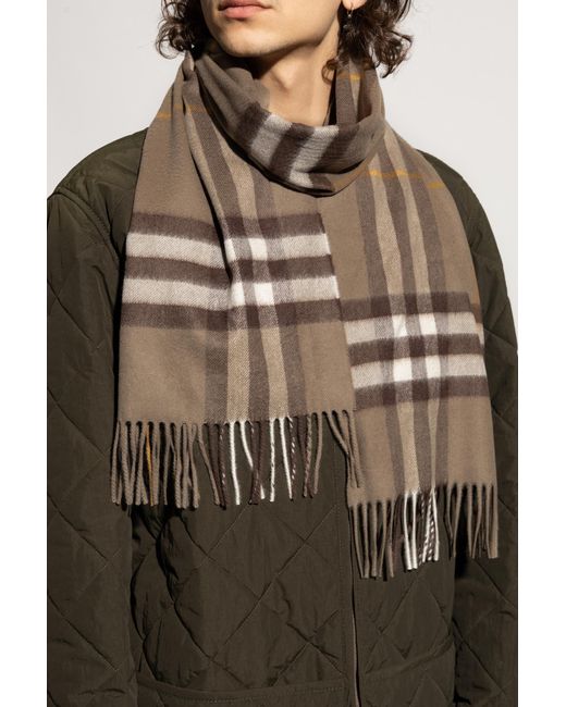 Burberry Natural Scarf With A Checkered Pattern