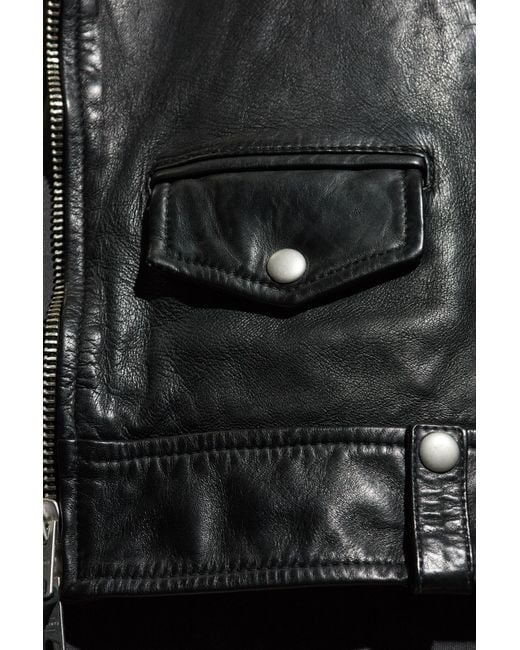 AllSaints Black Leather Jacket Milo for men