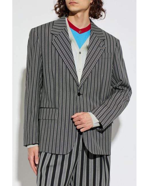 Versace Gray Blazer With Striped Pattern for men