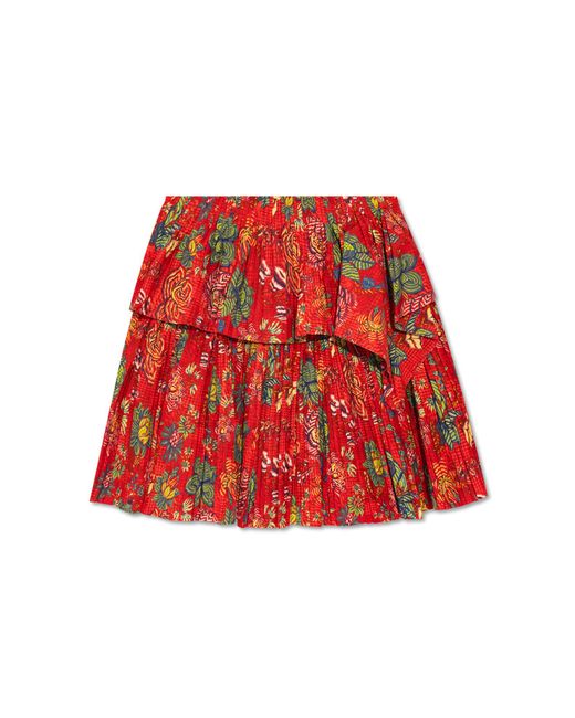 Ulla Johnson Red 'juno' Pleated Skirt,