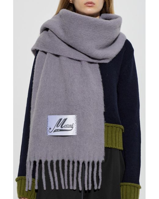 Marni Gray Scarf With Fringes
