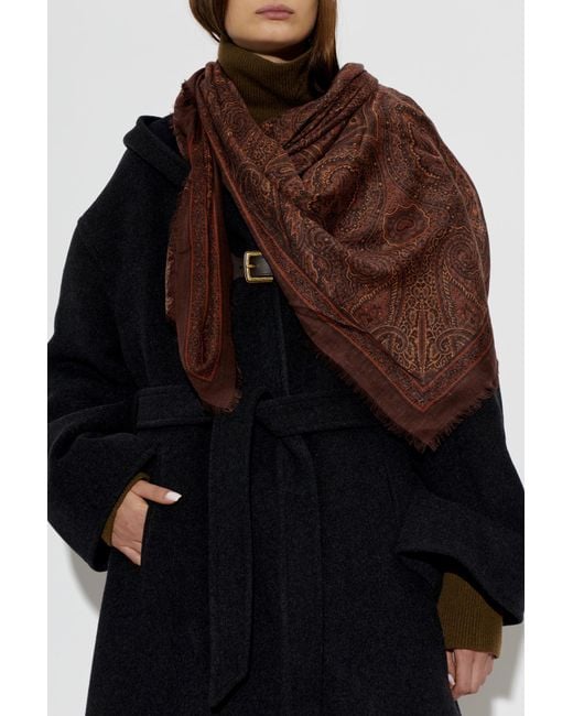 Etro Brown Scarf With Raw Edge