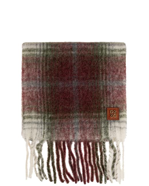 DSquared² Red Checked Pattern Scarf for men