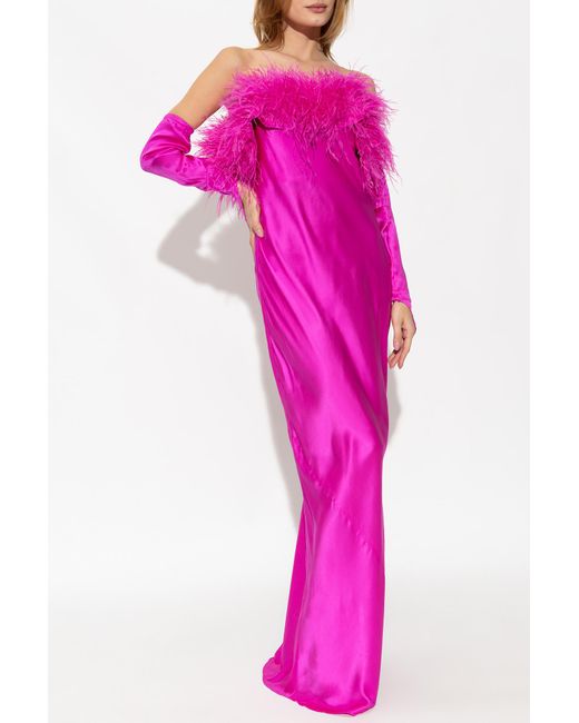 Cult Gaia Pink ‘Terra’ Dress With Feathers