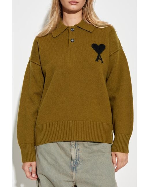 AMI Green Wool Polo