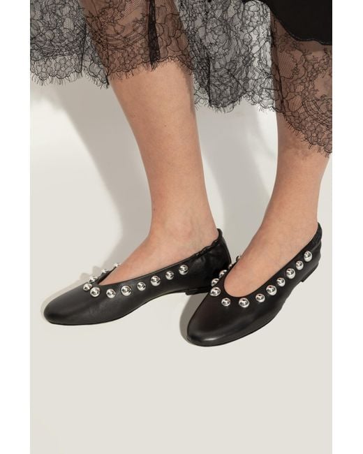IRO Black Leather Ballerinas 'Tutu Studs'