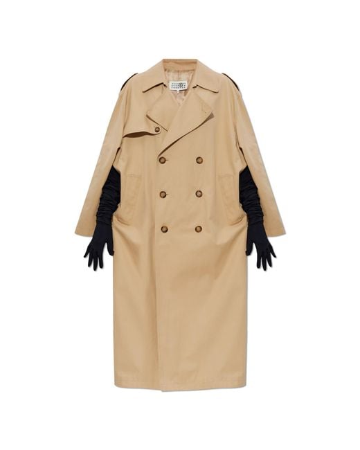 MM6 by Maison Margiela Natural Trench Coat With Decorative Tie