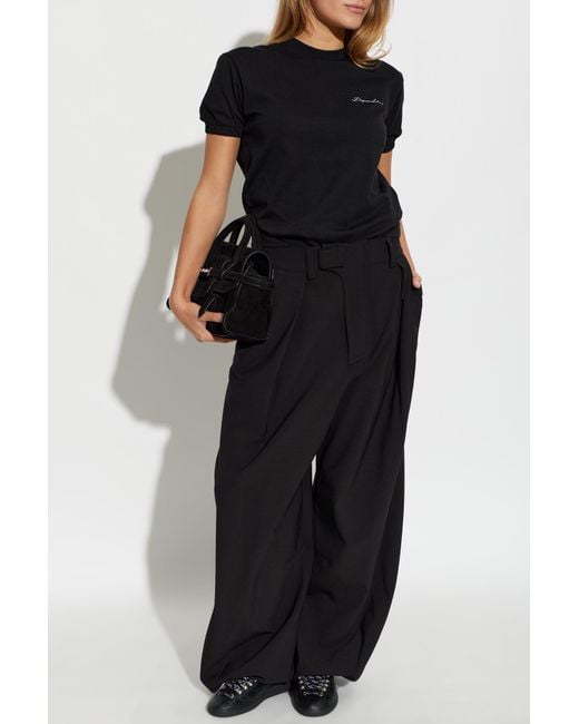 DSquared² Black Cotton T-Shirt With Puff Sleeves